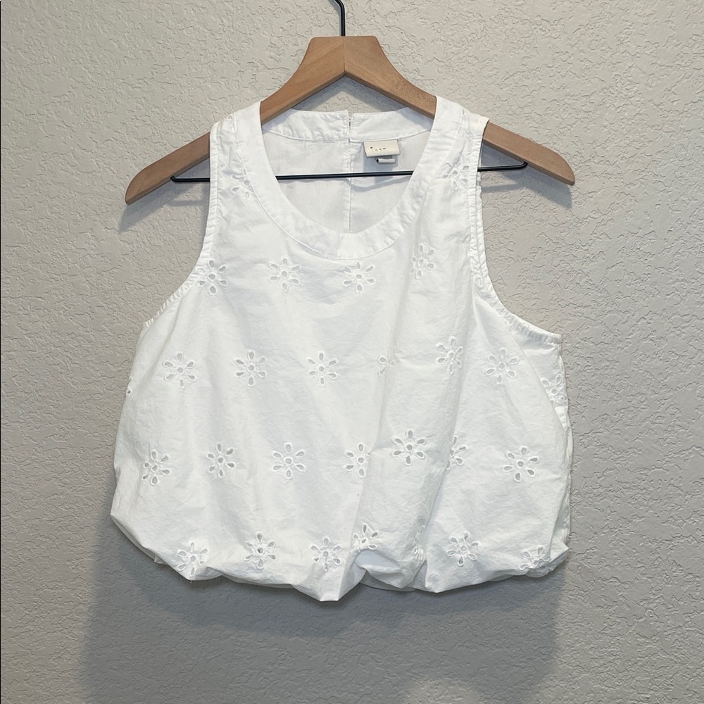 a new day White Eyelet Sleeveless Cotton Blouse